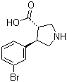 结构式 CAS# 1047651-74-0, (3S,4R)-4-(3-溴苯基)吡咯烷-3-羧酸