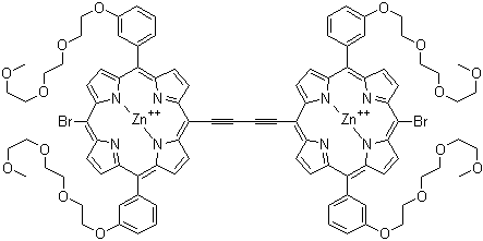 Dibromo zinc bis[3-[2-[2-(2-methoxyethoxy)ethoxy]ethoxy]phenyl]porphyrin-ethinyl dimer molecular structure (CAS 1051971-74-4)