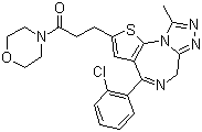 structure of CAS# 105219-56-5, Apafant;3-[4-(2-Chlorophenyl)-9-methyl-6H-thieno[3,2-f][1,2,4]triazolo[4,3-a][1,4]diazepin-2-yl]-1-(4-morpholinyl)-1-propanone