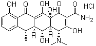 structure of CAS# 10592-13-9, Doxycycline hydrochloride;(4S,4aR,5S,5aR,6R,12aS)-4-(Dimethylamino)-1,4,4a,5,5a,6,11,12a-octahydro-3,5,10,12,12a-pentahydroxy-6-methyl-1,11-dioxo-2-naphthacenecarboxamide hydrochloride
