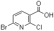 structure of CAS# 1060815-67-9, 6-Bromo-2-chloro-3-pyridinecarboxylic acid
