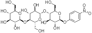 structure of CAS# 106927-48-4, p-Nitrophenyl beta-D-cellotrioside;4-Nitrophenyl O-beta-D-glucopyranosyl-(1→4)-O-beta-D-glucopyranosyl-(1→4)-beta-D-glucopyranoside