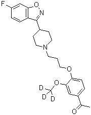 1-[4-[3-[4-(6-Fluoro-1,2-benzisoxazol-3-yl)-1-piperidinyl]propoxy]-3-(methoxy-d<sub>3</sub>)phenyl]ethanone molecular structure (CAS 1071167-49-1)