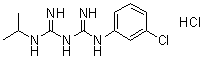 结构式 CAS# 1071546-52-5, N-(3-氯苯基)-N'-(异丙基)亚胺基二亚氨甲酰胺盐酸盐