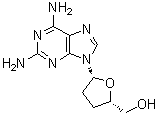 结构式 CAS# 107550-73-2, 2,6-二氨基-2',3'-二脱氧嘌呤-9-呋喃核糖苷