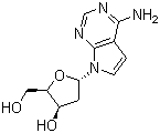 7-(2-Deoxy-beta-D-threo-pentofuranosyl)-7H-pyrrolo[2,3-d]pyrimidin-4-amine molecular structure (CAS 107729-48-6)