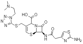 [6R-(6alpha,7beta)]-7-[[(2-Amino-4-thiazolyl)acetyl]amino]-3-[[[1-[2-(dimethylamino)ethyl]-1H-tetrazol-5-yl]thio]methyl]-8-oxo-5-thia-1-azabicyclo[4.2.0]oct-3-ene-2-carboxylic acid molecular structure (CAS 108118-38-3)