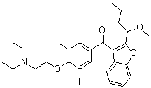 结构式 CAS# 1087223-70-8, [4-[2-(二乙基氨基)乙氧基]-3,5-二碘苯基][2-(1-甲氧基丁基)-3-苯并呋喃基]甲酮