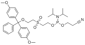structure of CAS# 108783-02-4, 2-O-DMT-sulfonyldiethanol phosphoramidite;3-[2-[2-[bis(4-methoxyphenyl)-phenylmethoxy]ethylsulfonyl]ethoxy-[di(propan-2-yl)amino]phosphanyl]oxypropanenitrile