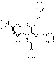 3,4,6-Tris-O-(phenylmethyl)-alpha-D-glucopyranose 2-acetate 1-(2,2,2-trichloroethanimidate) molecular structure (CAS 108869-64-3)