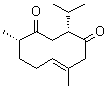structure of CAS# 108944-67-8, Neocurdione;(3R,6E,10S)-6,10-Dimethyl-3-(1-methylethyl)-6-cyclodecene-1,4-dione; (-)-Neocurdione