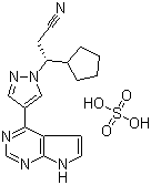 (betaR)-beta-Cyclopentyl-4-(7H-pyrrolo[2,3-d]pyrimidin-4-yl)-1H-pyrazole-1-propanenitrile sulfate molecular structure (CAS 1092939-16-6)
