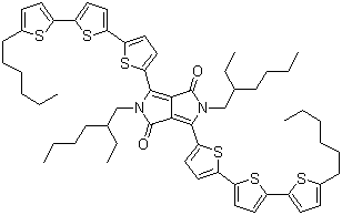 structure of CAS# 1093468-95-1, 2,5-Bis(2-ethylhexyl)-3,6-bis(5''-hexyl[2,2':5',2''-terthiophen]-5-yl)-2,5-dihydropyrrolo[3,4-c]pyrrole-1,4-dione