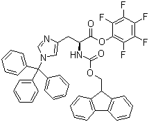 结构式 CAS# 109434-24-4, N-Fmoc-N'-三苯甲基-L-组氨酸五氟苯基酯; N-芴甲氧羰基-N'-三苯甲基-L-组氨酸五氟苯基酯