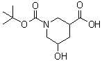 1-(叔丁氧羰基)-5-羟基哌啶-3-羧酸分子结构 (CAS 1095010-48-2)