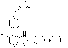 结构式 CAS# 1095382-05-0, CCT 137690; 3-[[4-[6-溴-2-[4-(4-甲基哌嗪-1-基)苯基]-3H-咪唑并[4,5-b]吡啶-7-基]哌嗪-1-基]甲基]-5-甲基异恶唑