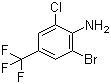structure of CAS# 109919-26-8, 2-Bromo-6-chloro-4-(trifluoromethyl)aniline