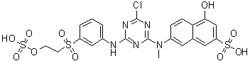 7-[[4-Chloro-6-[[3-[[2-(sulfooxy)ethyl]sulfonyl]phenyl]amino]-1,3,5-triazin-2-yl]methylamino]-4-hydroxy-2-naphthalenesulfonic acid molecular structure (CAS 110067-62-4)