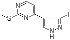 structure of CAS# 1111638-74-4, 3-Iodo-4-(2-(methylthio)pyrimidin-4-yl)-1H-pyrazole