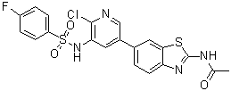 结构式 CAS# 1112980-86-5, N-[6-[6-氯-5-[[(4-氟苯基)磺酰基]氨基]-3-吡啶基]-1,3-苯并噻唑-2-基]乙酰胺