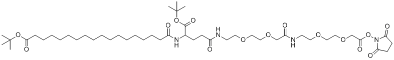 Bis(2-methyl-2-propanyl) 1-[(2,5-dioxo-1-pyrrolidinyl)oxy]-1,10,19,24-tetraoxo-3,6,12,15-tetraoxa-9,18,23-triazatetracontane-22,40-dicarboxylate molecular structure (CAS 1118767-15-9)