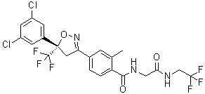 (S)-4-[5-(3,5-Dichlorophenyl)-5-(trifluoromethyl)-4,5-dihydroisoxazol-3-yl]-2-methyl-N-[2-oxo-2-[(2,2,2-trifluoroethyl)amino]ethyl]benzamide molecular structure (CAS 1122022-02-9)