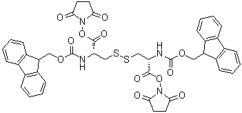 (3R,8R)-3,8-Bis[[(2,5-dioxo-1-pyrrolidinyl)oxy]carbonyl]-12-(9H-fluoren-9-yl)-10-oxo-11-oxa-5,6-dithia-2,9-diazadodecanoic acid 9H-fluoren-9-ylmethyl ester molecular structure (CAS 112514-60-0)