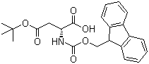 structure of CAS# 112883-39-3, Fmoc-D-Aspartic acid beta-tert-butyl ester;N-(9-Fluorenylmethyloxycarbonyl)-D-aspartic acid 4-tert-butyl ester; Fmoc-D-Asp(OtBu)-OH
