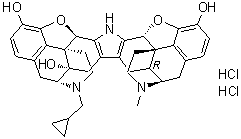 (4bS,8R,8aS,10aR,11R,14aS,19aR,20bR)-7-(Cyclopropylmethyl)-5,6,7,8,9,10,11,12,13,14,19a,20b-dodecahydro-12-methyl-4,8:11,15-dimethano-20H-bisbenzofuro[2,3-a:3',2'-i]dipyrido[4,3-b:3',4'-h]carbazole-1,8a,18-triol dihydrochloride molecular structure (CAS 113158-35-3)