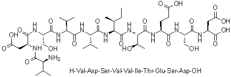 L-Valyl-L-alpha-aspartyl-L-seryl-L-valyl-L-valyl-L-isoleucyl-L-threonyl-L-alpha-glutamyl-L-seryl-L-aspartic acid molecular structure (CAS 1133961-85-9)