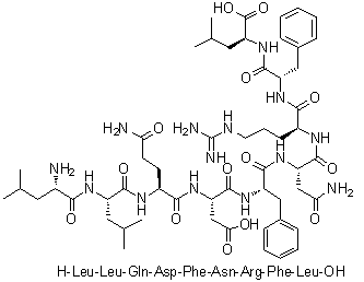 L-亮氨酰-L-亮氨酰-L-谷氨酰胺酰-L-alpha-天冬氨酰-L-苯丙氨酰-L-天冬氨酰胺酰-L-精氨酰-L-苯丙氨酰-L-亮氨酸分子结构 (CAS 1133962-35-2)