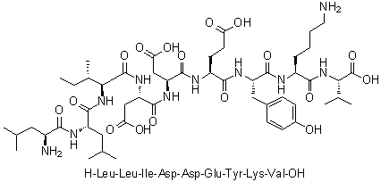 L-亮氨酰-L-亮氨酰-L-异亮氨酰-L-alpha-天冬氨酰-L-alpha-天冬氨酰-L-alpha-谷氨酰-L-酪氨酰-L-赖氨酰-L-缬氨酸分子结构 (CAS 1133962-77-2)
