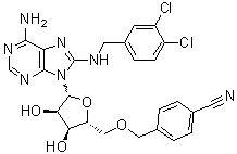 5'-O-[(4-Cyanophenyl)methyl]-8-[[(3,4-dichlorophenyl)methyl]amino]adenosine molecular structure (CAS 1134156-31-2)