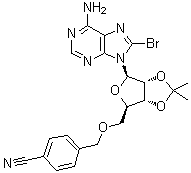 structure of CAS# 1134156-53-8, 8-Bromo-5'-O-[(4-cyanophenyl)methyl]-2',3'-O-(1-methylethylidene)adenosine