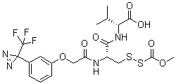 N-[3-[(Methoxycarbonyl)dithio]-N-[[3-[3-(trifluoromethyl)-3H-diazirin-3-yl]phenoxy]acetyl]-L-alanyl]-D-valine molecular structure (CAS 113787-92-1)