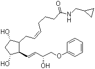 structure of CAS# 1138395-09-1, (5Z)-N-(Cyclopropylmethyl)-7-[(1R,2R,3R,5S)-3,5-dihydroxy-2-[(1E,3R)-3-hydroxy-4-phenoxy-1-buten-1-yl]cyclopentyl]-5-heptenamide