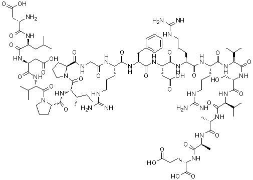 L-alpha-Aspartyl-L-leucyl-L-alpha-aspartyl-L-valyl-L-prolyl-L-isoleucyl-L-prolylglycyl-L-arginyl-L-phenylalanyl-L-alpha-aspartyl-L-arginyl-L-arginyl-L-valyl-L-seryl-L-valyl-L-alanyl-L-alanyl-L-glutamic acid molecular structure (CAS 113873-67-9)