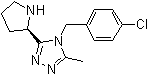 structure of CAS# 1140495-90-4, 4-[(4-Chlorophenyl)methyl]-3-methyl-5-(2R)-2-pyrrolidinyl-4H-1,2,4-triazole