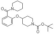 structure of CAS# 1146079-98-2, 4-[2-(1-Piperidinylcarbonyl)phenoxy]-1-piperidinecarboxylic acid tert-butyl ester