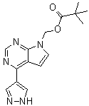[4-(1H-Pyrazol-4-yl)-7H-pyrrolo[2,3-d]pyrimidin-7-yl]methyl pivalate molecular structure (CAS 1146629-77-7)