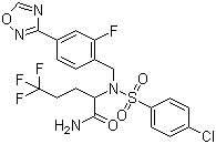 structure of CAS# 1146699-66-2, BMS-708163;(2R)-2-[N-[(4-Chlorophenyl)sulfonyl]-N-[2-fluoro-4-(1,2,4-oxadiazol-3-yl)benzyl]amino]-5,5,5-trifluoropentanamide