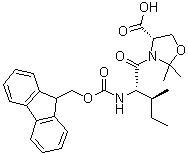 (4S)-3-[(2S,3S)-2-[[(9H-Fluoren-9-ylmethoxy)carbonyl]amino]-3-methyl-1-oxopentyl]-2,2-dimethyl-4-oxazolidinecarboxylic acid molecular structure (CAS 1147996-34-6)