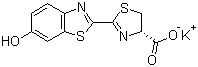 结构式 CAS# 115144-35-9, D-荧光素钾盐; (S)-4,5-二氢-2-(6-羟基苯并噻唑-2-基)噻唑-4-甲酸钾盐