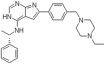 6-[4-[(4-Ethyl-1-piperazinyl)methyl]phenyl]-N-[(1S)-1-phenylethyl]-7H-pyrrolo[2,3-d]pyrimidin-4-amine molecular structure (CAS 1155336-34-7)
