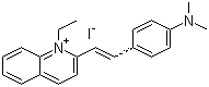 结构式 CAS# 117-92-0, 喹哪啶红; 2-[4-(二甲基氨基)苯乙烯]-1-乙基喹啉鎓碘化物