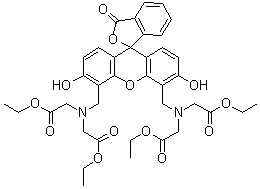 structure of CAS# 1170856-93-5, N,N'-[(3',6'-Dihydroxy-3-oxospiro[isobenzofuran-1(3H),9'-[9H]xanthene]-4',5'-diyl)bis(methylene)]bis[N-(2-ethoxy-2-oxoethyl)-glycine] 1,1'-diethyl ester