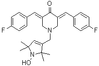 结构式 CAS# 1172133-28-6, (3E,5E)-1-[(2,5-二氢-1-羟基-2,2,5,5-四甲基-1H-吡咯-3-基)甲基]-3,5-二[(4-氟苯基)亚甲基]-4-哌啶酮