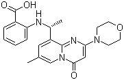 structure of CAS# 1173900-33-8, AZD 6482;2-[[(1R)-1-[7-Methyl-2-(4-morpholinyl)-4-oxo-4H-pyrido[1,2-a]pyrimidin-9-yl]ethyl]amino]benzoic acid
