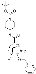 4-[[[(1R,2S,5R)-7-Oxo-6-(phenylmethoxy)-1,6-diazabicyclo[3.2.1]oct-2-yl]carbonyl]amino]-1-piperidinecarboxylic acid 1,1-dimethylethyl ester molecular structure (CAS 1174020-63-3)