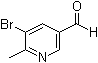 structure of CAS# 1174028-20-6, 5-Bromo-6-methyl-3-pyridinecarboxaldehyde